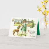 Mädchen-Kleeblatt-vierblättriges Kleeblatt Karte (Gelbe Blume)