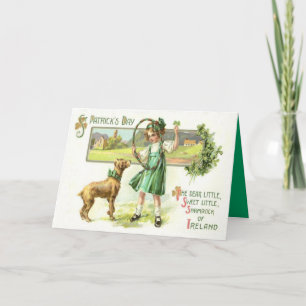 Mädchen-Kleeblatt-vierblättriges Kleeblatt Karte