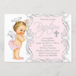 Mädchen Kleiner Engel Taufe Einladung