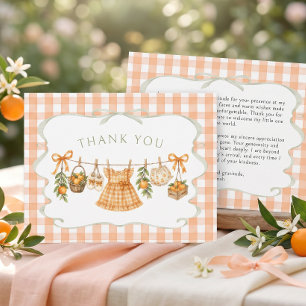Mädchen Kleiner Schatz Orange Baby Shower Dankeskarte