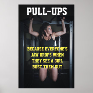 Mädchen Klimmzüge Workout Motivierendes Fitnessstu Poster