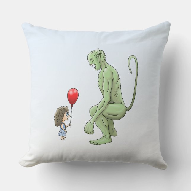 Mädchen & Kobold Kissen (Vorderseite)