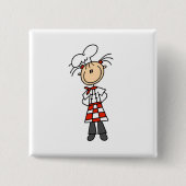 Mädchen-Kochs-Strichmännchen-Knöpfe Button (Vorderseite)