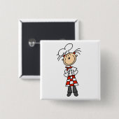 Mädchen-Kochs-Strichmännchen-T-Shirts und Button (Vorne & Hinten)