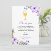 Mädchen-Kommunion danken Ihnen, Blumenlavendel zu Dankeskarte (Stehend Vorderseite)