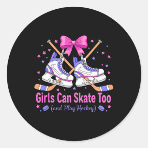 Mädchen können auch Hockey-Shirt mit süßer rosa Sc Runder Aufkleber