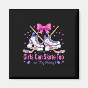 Mädchen können auch Hockey-Shirt Skaten Süße rosa Magnet