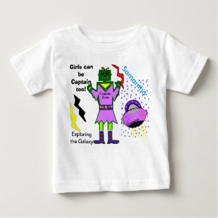 Mädchen können Kapitän zu Roboter-Raumschiff sein Baby T-shirt