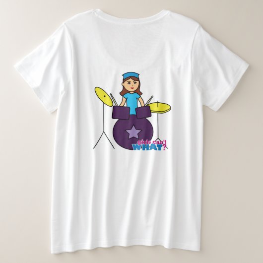 Mädchen können nicht was? Benutzerdefiniertes Desi Große Größe T-Shirt (Design Rückseite)