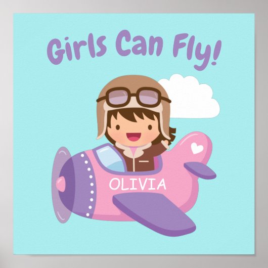 Mädchen können Niedliche Aviator-Girl-Flugzeug fli Poster (Vorne)
