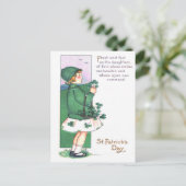 Mädchen-Korb-Shamrocks Postkarte (Stehend Vorderseite)