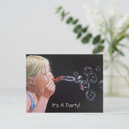 MÄDCHEN: KUNST: PARTY: EINLADUNG (Stehend Vorderseite)