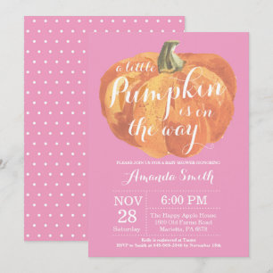 Mädchen-Kürbis-Herbst-Baby-Shower-Einladung Rosa Einladung