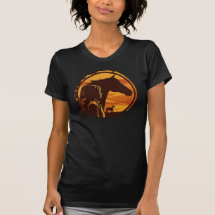 Mädchen küsst Pferd Retro-Sonnenuntergang T-Shirt