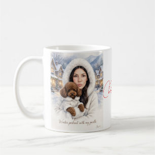 Mädchen küsst Poodle-Welpe – Poodle-Mama Kaffeetasse