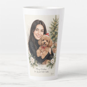 Mädchen küsst Poodle-Welpe – Poodle-Mama Milchtasse