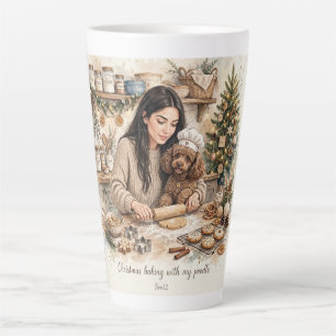Mädchen küsst Poodle-Welpe – Poodle-Mama Milchtasse