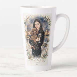 Mädchen küsst Poodle-Welpe – Poodle-Mama Milchtasse