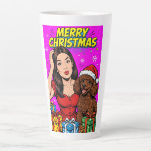 Mädchen küsst Poodle-Welpe – Poodle-Mama Milchtasse