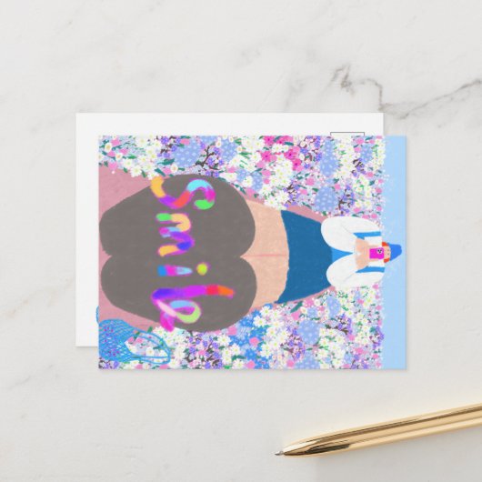 Mädchen lächeln feiertagspostkarte (Vorderseite/Rückseite Beispiel)