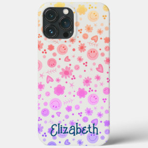 Mädchen lächelt farbenfrohe Muster Name Inspirivit Case-Mate iPhone Hülle