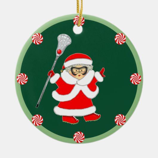 Mädchen Lacrosse Feiertagsgeschenk Keramik Ornament (Vorne)