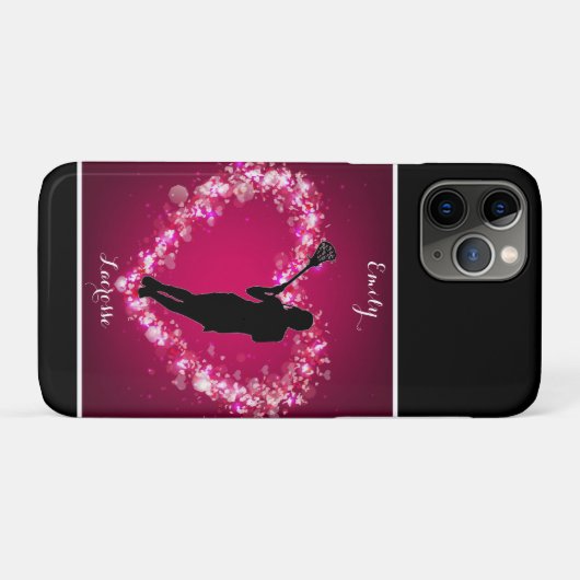Mädchen Lacrosse Floating Hearts Case-Mate iPhone Hülle (Rückseite (Horizontal))