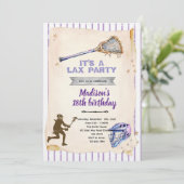 Mädchen Lacrosse-Party-Einladung Einladung (Stehend Vorderseite)