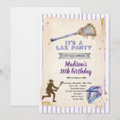 Mädchen Lacrosse-Party-Einladung Einladung (Vorne/Hinten)