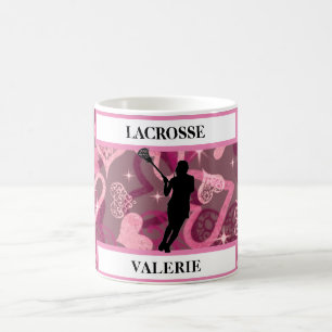 Mädchen Lacrosse Schwimmende Rosenherzen Kaffeetasse
