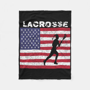 Mädchen Lacrosse USA-Flagge T-Shirt Distressed Vin Fleecedecke