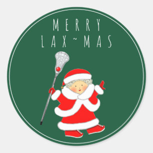 Mädchen Lacrosse Weihnachtsferien Runder Aufkleber