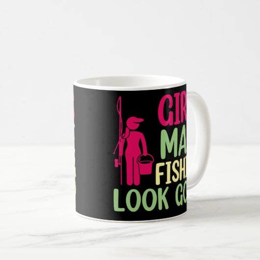 Mädchen lassen das Fischen gut aussehen Kaffeetasse (VorderseiteRechts)