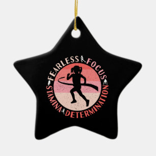 Mädchen Laufmentalität - Fokussierter Angstloser L Keramik Ornament