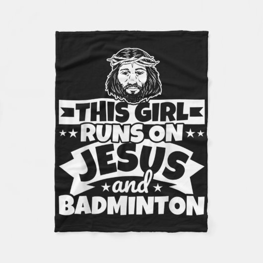 Mädchen läuft auf Jesus und Badminton Fleecedecke (Vorderseite)