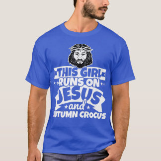 Mädchen läuft auf Jesus und Herbst Krokus T-Shirt
