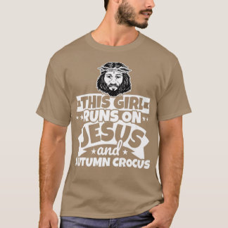 Mädchen läuft auf Jesus und Herbst Krokus T-Shirt