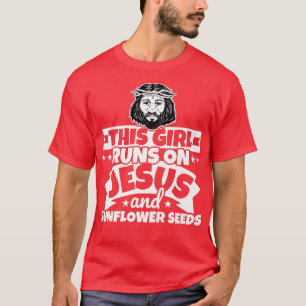 Mädchen läuft auf Jesus und Sonnenblumenkerne Prem T-Shirt