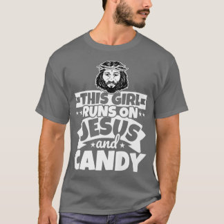 Mädchen läuft auf Jesus und Süßigkeiten767 T-Shirt