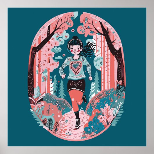 Mädchen läuft im Park Poster (Vorne)