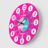 Mädchen lernen Zeitrosa-Uhr Große Wanduhr (Winkel)