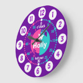 Mädchen lernen Zeitrosa-Uhr Große Wanduhr (Winkel)