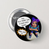 Mädchen lesen Comic Bücher Fan Girl Button Button (Vorne & Hinten)