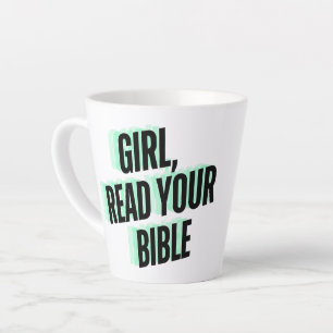 Mädchen, lesen Sie Ihre Bibel, Latte Tasse