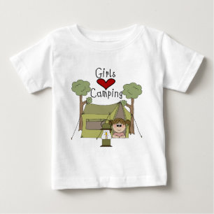 Mädchen-Liebe-Camping Baby T-shirt