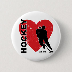 Mädchen-Liebe-Herz-Hockey-Aufflackern Button