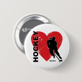 Mädchen-Liebe-Herz-Hockey-Aufflackern Button (Vorne & Hinten)