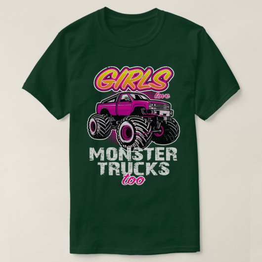 Mädchen Liebe Monster LKW zu Retro Not leidendes B T-Shirt (Design vorne)