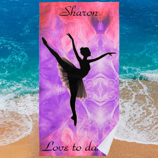 Mädchen "Liebe zu tanzen" Rosa und Lila Badetuch