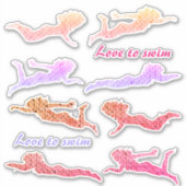 Mädchen "Liebe zum Schwimmen" Sequins Schwimmer St Aufkleber (Vorderseite)